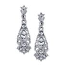 2028 Silver-tone Crystal Navette Drop Earrings