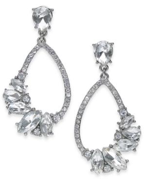 I.n.c. Medium Silver-tone Crystal Open Drop Earrings, 1.2, Created For Macy's