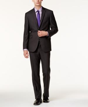 Kenneth Cole Reaction Men's Slim-fit Gray Plaid Suit
