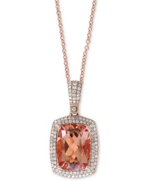 Effy Morganite (6-1/3 Ct. T.w.) & Diamond (1/2 Ct. T.w.) 18 Pendant Necklace In 14k Rose Gold