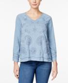 Style & Co. Bell-sleeve Embroidered Top, Only At Macy's