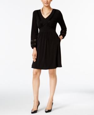 Thalia Sodi Lace-trim Fit & Flare Dress, Only At Macy's