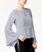 Bar Iii Striped Bell-sleeve Top, Created For Macy's