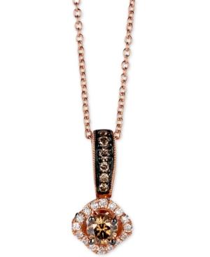 Le Vian Chocolatier Diamond Halo 18 Pendant Necklace (3/8 Ct. T.w.) In 14k Rose Gold