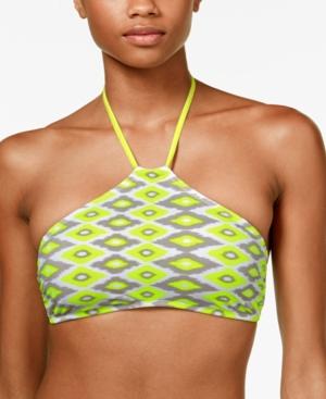 Hula Honey A Must Have Ikat Print High-neck Halter Bikini Top Women's Swimsuit