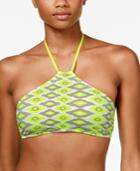 Hula Honey A Must Have Ikat Print High-neck Halter Bikini Top Women's Swimsuit