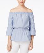 Kensie Oxford Cotton Off-the-shoulder Top