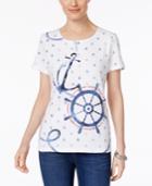 Karen Scott Nautical-print Cotton T-shirt, Only At Macy's