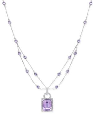 Amethyst (5-5/8 Ct. T.w.) And Diamond (1/8 Ct. T.w.) Layer Pendant Necklace In 14k White Gold