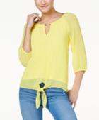 Bcx Juniors' Keyhole Tie-hem Top
