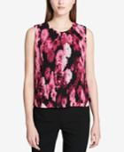 Calvin Klein Printed Pleated-front Shell