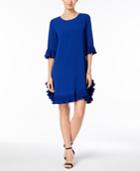 Msk Pleated-ruffle-trim Shift Dress
