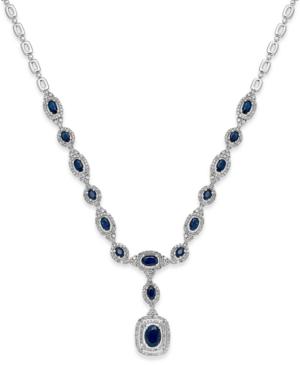 Sapphire (4-1/6 Ct. T.w.) And Diamond (3/8 Ct. T.w.) Frontal Necklace In 14k White Gold