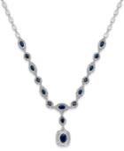 Sapphire (4-1/6 Ct. T.w.) And Diamond (3/8 Ct. T.w.) Frontal Necklace In 14k White Gold