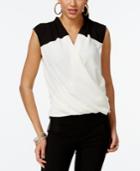 Thalia Sodi Colorblocked Hi-low Surplice Blouse, Only At Macy's