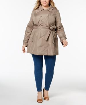 Celebrity Pink Trendy Plus Size Double-breasted Hooded Trench Coat