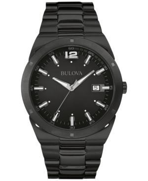 Bulova Men's Black-tone Stainless Steel Bracelet Watch 43mm 98b234