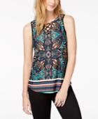 Bcx Juniors' Printed Lace-up Top