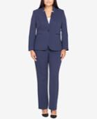 Tahari Asl Plus Size Star-collar Textured Pantsuit