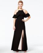 Speechless Juniors' Ruffled Off-the-shoulder Gown