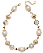 Charter Club Gold-tone Imitation Pearl And Bead Collar Necklace, Created For Macy's