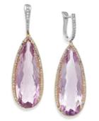 Amethyst (30 Ct. T.w.) And Diamond (3/4 Ct. T.w.) Earrings In 14k Gold