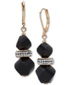 Anne Klein Gold-tone Pave & Black Bead Double Drop Earrings