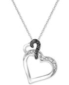 Sterling Silver Necklace, Black And White Diamond Heart Pendant (1/10 Ct. T.w.)