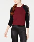 Material Girl Juniors' Colorblocked Mesh-trim Sweatshirt, Created For Macy's