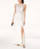 Morgan & Company Juniors' Beaded Illusion-back Gown