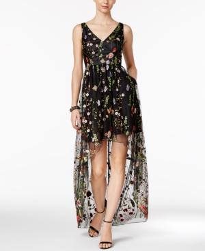 Adrianna Papell Embroidered High-low Gown