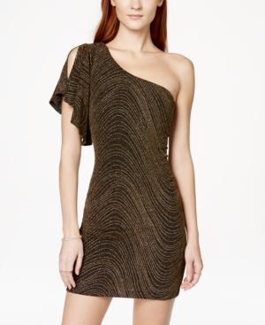 As U Wish Juniors' One-shoulder Glitter Bodycon Dress