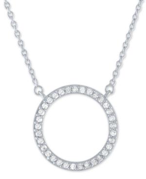 Diamond Circle Pendant Necklace (1/4 Ct. T.w.) In Sterling Silver, 16 + 2 Extender