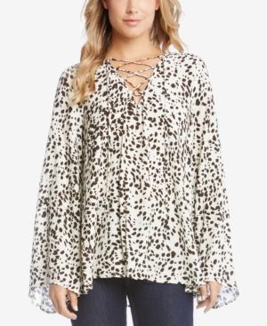 Karen Kane Lace-up Bell-sleeve Top