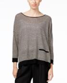 Eileen Fisher Striped Scoop-neck Linen Sweater