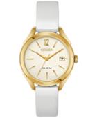 Citizen Drive From Citizen Eco-drive Women's White Leather Strap Watch 34mm