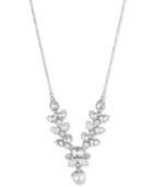 Marchesa Silver-tone Crystal & Imitation Pearl Lariat Necklace