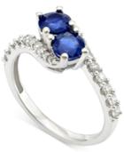 Sapphire (1 Ct. T.w.) And Diamond (3/8 Ct. T.w.) Twist Ring In 14k White Gold