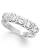 Certified Five-stone Diamond Band Ring In 14k White Gold (1-1/2 Ct. T.w.)