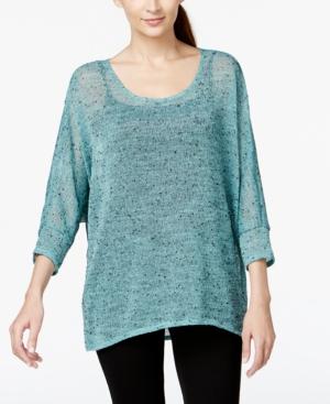 Alfani Petite Hi-low Sheer Knit Sweater, Only At Macy's