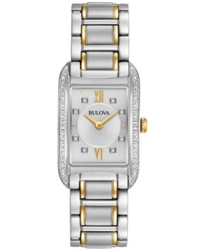 Bulova Women's Diamond Accent Two-tone Stainless Steel Bracelet Watch 22x35mm 98r227