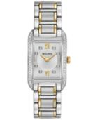 Bulova Women's Diamond Accent Two-tone Stainless Steel Bracelet Watch 22x35mm 98r227