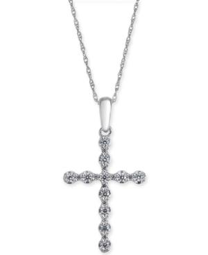 Diamond Cross 18 Pendant Necklace (1/4 Ct. T.w.) In 14k White Gold