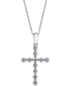 Diamond Cross 18 Pendant Necklace (1/4 Ct. T.w.) In 14k White Gold