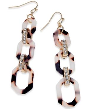 Thalia Sodi Gold-tone Pave & Tortoiseshell-look Links Linear Drop Earrings, Only At Macy's