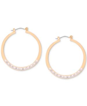 Guess Gold-tone Crystal & Imitation Pearl Hoop Earrings