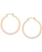 Guess Gold-tone Crystal & Imitation Pearl Hoop Earrings