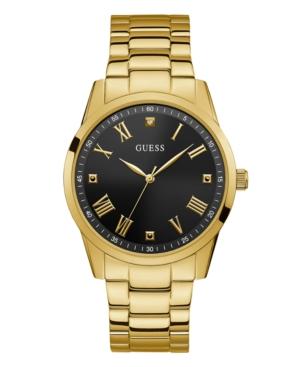 Men's Stainless Steel Gold-tone Black Diamond Watch