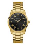 Men's Stainless Steel Gold-tone Black Diamond Watch