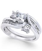Diamond Interlocking Bridal Set (1-1/2 Ct. T.w.) In 14k White Gold